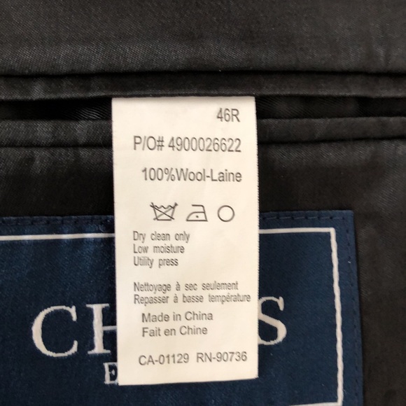 CHAPS  2 Piece Suit Pinstripe 100% Wool Dark Blue - Picture 13 of 14